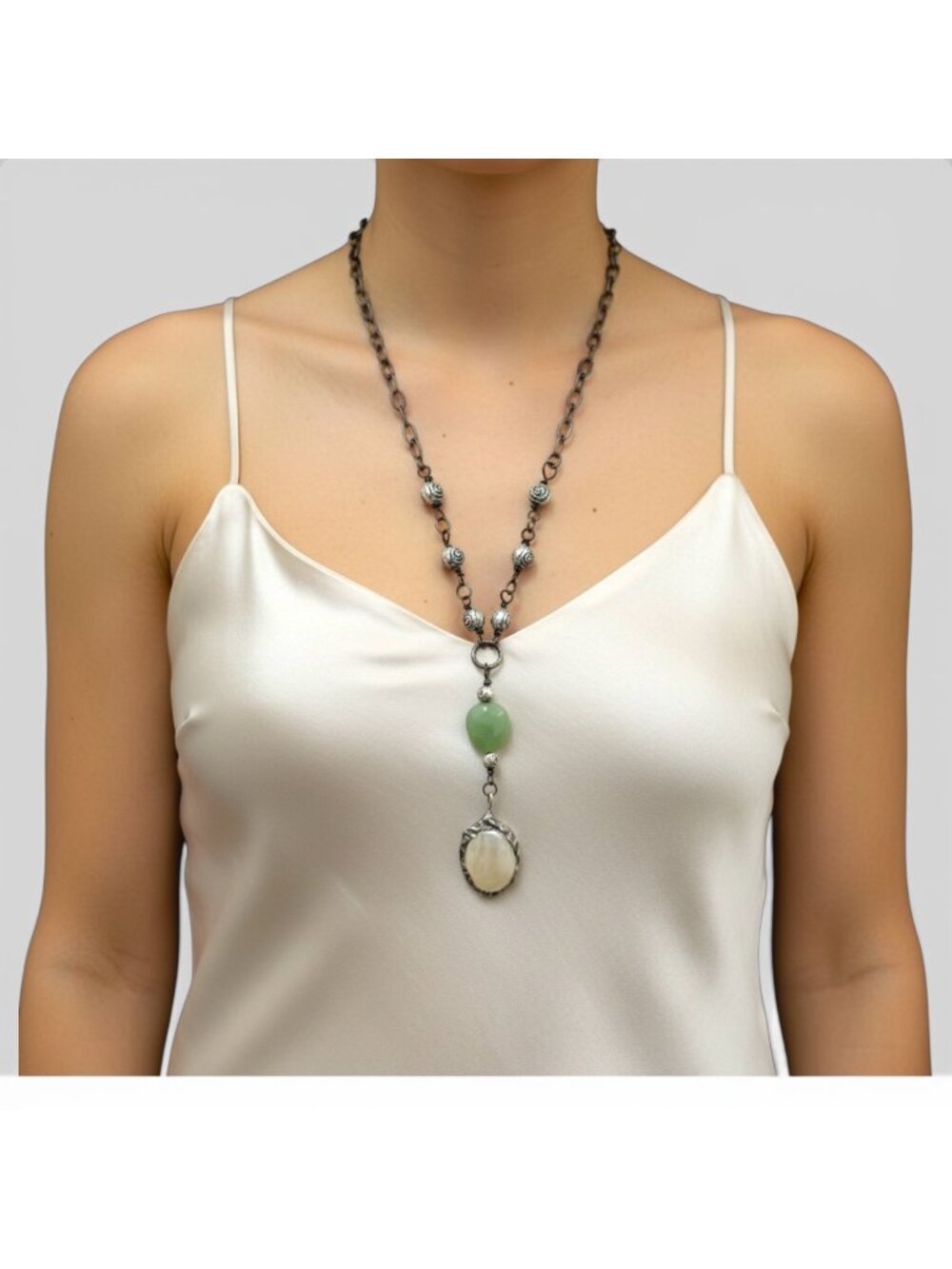 The Curious Eye — Jade & Magnifying Glass Statement Necklace